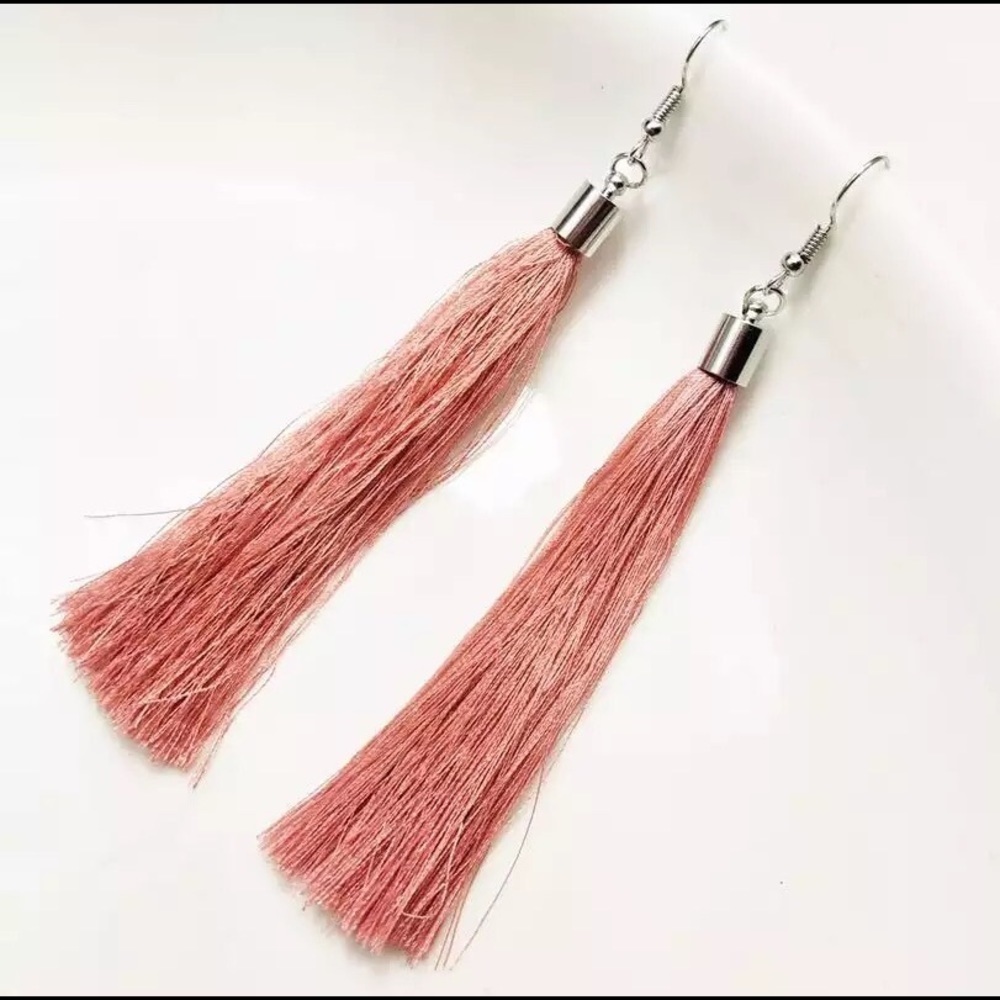 BOGO: Baby Pink Sleek Tassel Earrings
